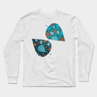 Floral Orange Blue Aspen Tree Leaves Long Sleeve T-Shirt